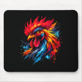 Vintage Rooster Chicken Fight Enthusiast Painted _ Mouse Pad