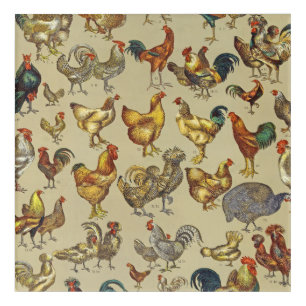 Vintage Rooster Chicken Pattern: Farmhouse Art