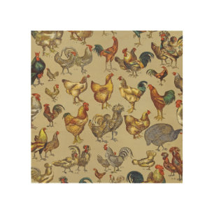 Vintage Rooster Chicken Pattern: Farmhouse Art