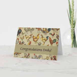 Vintage Rooster Chicken Pattern: Farmhouse Art Card