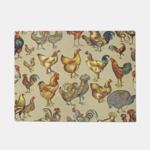 Vintage Rooster Chicken Pattern: Farmhouse Art Doormat
