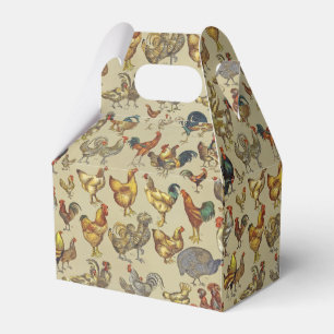Vintage Rooster Chicken Pattern: Farmhouse Art Favor Boxes