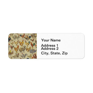 Vintage Rooster Chicken Pattern: Farmhouse Art Label