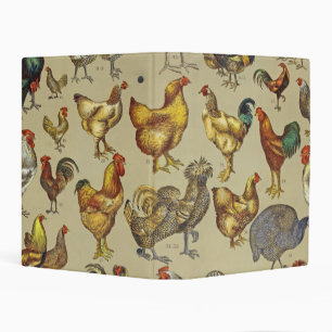 Vintage Rooster Chicken Pattern: Farmhouse Art Mini Binder