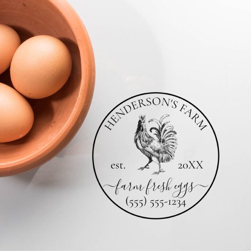 Vintage Rooster Custom Rustic Farm Egg Carton Self_inking Stamp