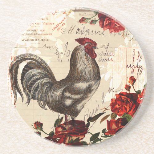 Vintage Rooster Epehemera Coaster