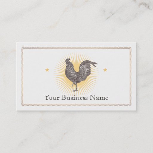 Customizable Vinate Rooster Etching Business Card