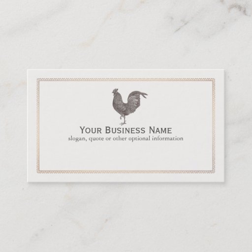 Customizable Vintage Rooster Etching Business Card