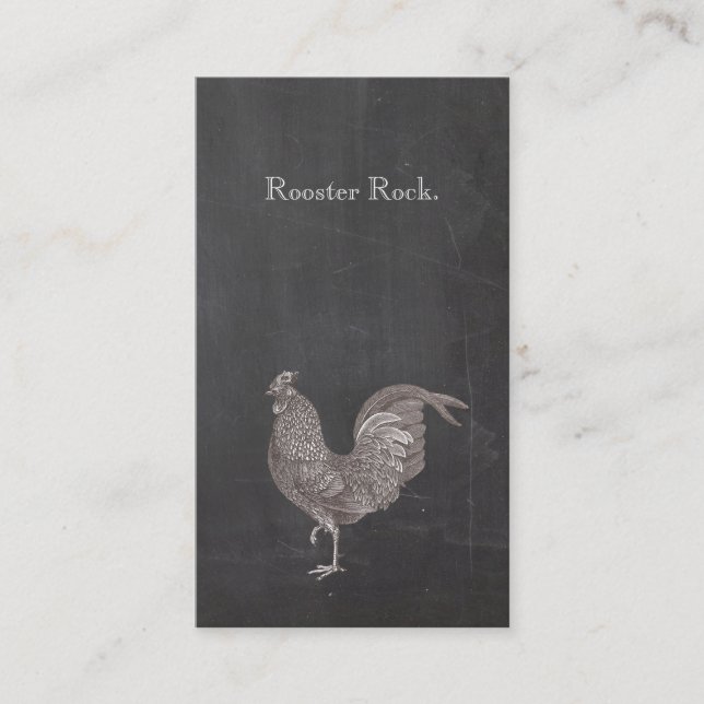 Vintage Rooster Etching Rustic Business Card (Front)