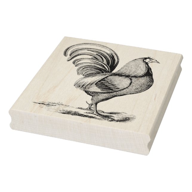 Vintage Rooster Facing Right Rubber Art Stamp (Stamp)