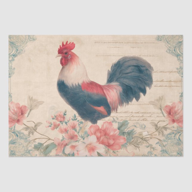 Vintage Rooster Farmhouse Tissue Paper (Front)