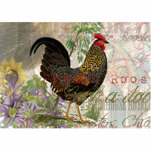 Vintage Rooster French Collage Art Cutout