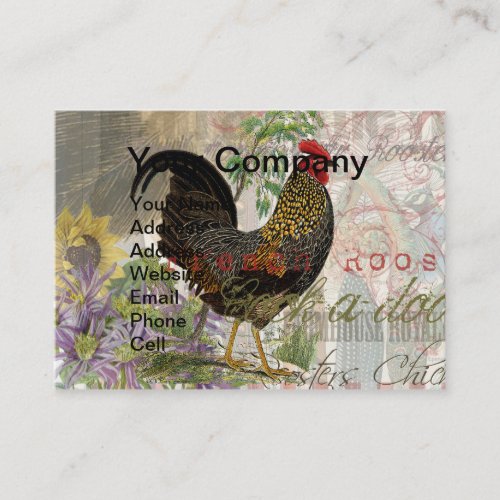 Vintage Rooster French Collage Farm Pet Business Card