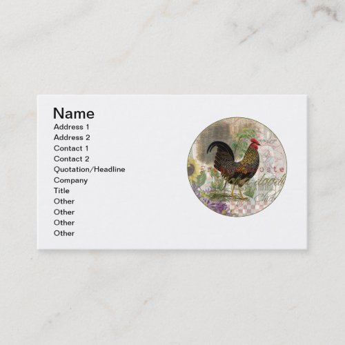 Vintage Rooster French Collage Farm Pet Business Card