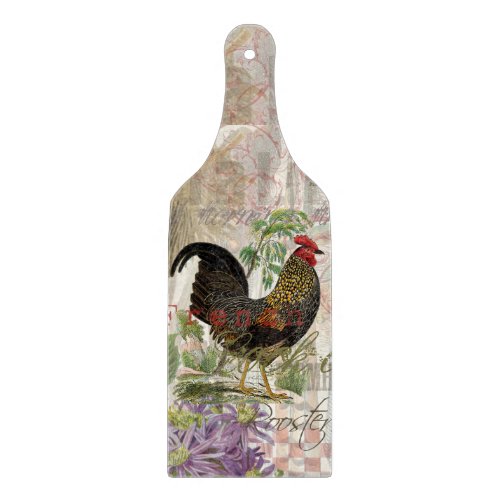 Vintage Rooster French Collage Farm Pet Cutting Board