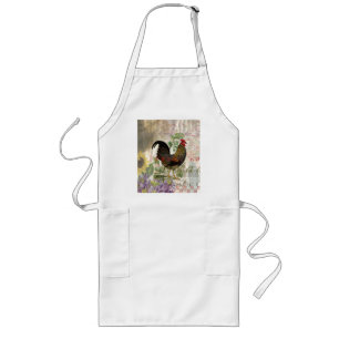 Vintage Rooster French Collage Farm Pet Long Apron