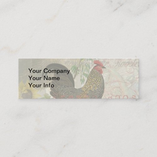 Vintage Rooster French Collage Farm Pet Mini Business Card