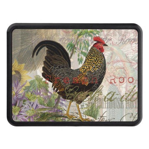 Vintage Rooster French Collage Farm Pet Trailer Hitch Cover