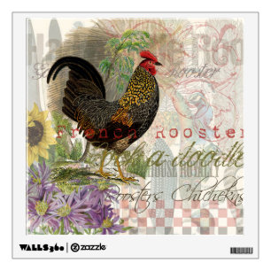Vintage Rooster French Collage Farm Pet Wall Sticker
