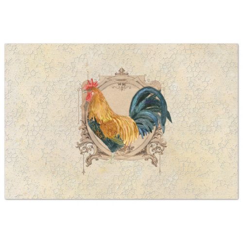 Vintage Rooster French Kitchen Damask Decoupage Tissue Paper