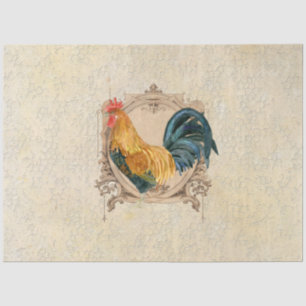 Vintage Rooster French Kitchen Damask Decoupage Tissue Paper