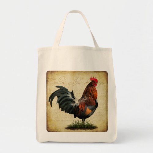 Vintage Rooster Grocery Bag