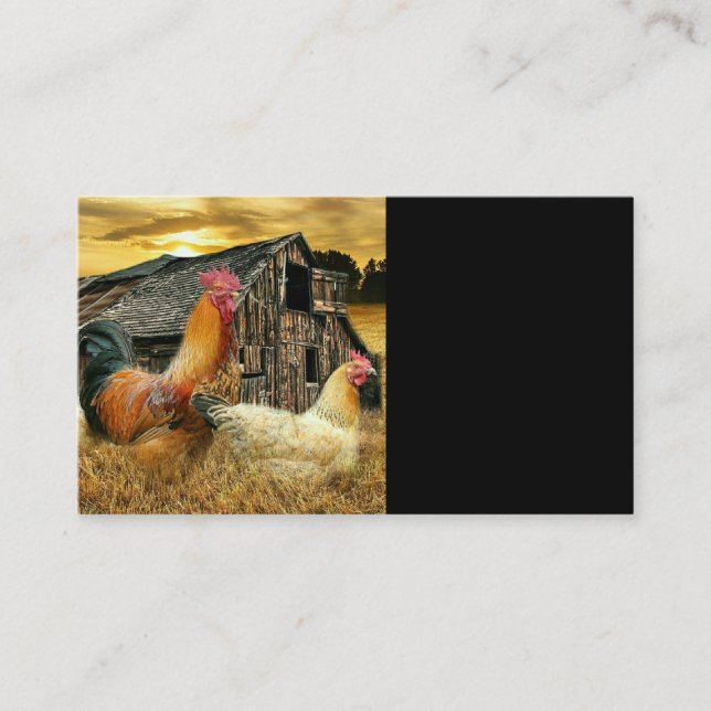 Vintage Rooster Hens Rustic Barn Coop Business Card (Front)