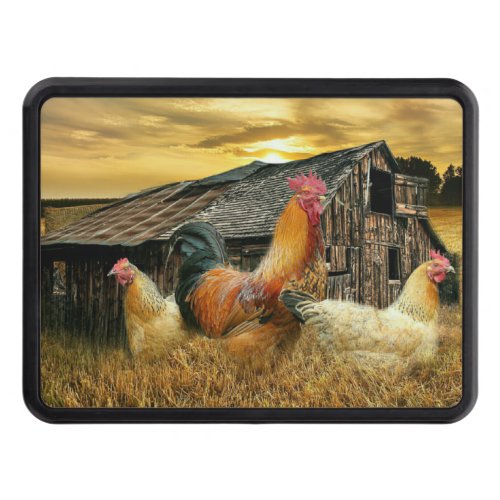 Vintage Rooster Hens Rustic Barn Coop Hitch Cover