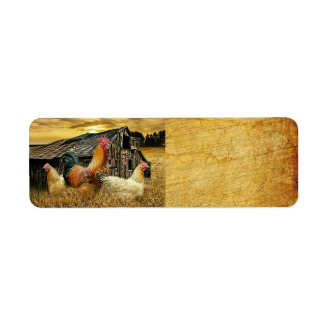Vintage Rooster Hens Rustic Barn Coop Label (Front)
