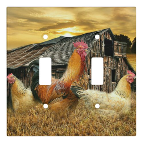 Vintage Rooster Hens Rustic Barn Coop Light Switch Cover