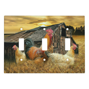 Vintage Rooster Hens Rustic Barn Coop Light Switch Cover
