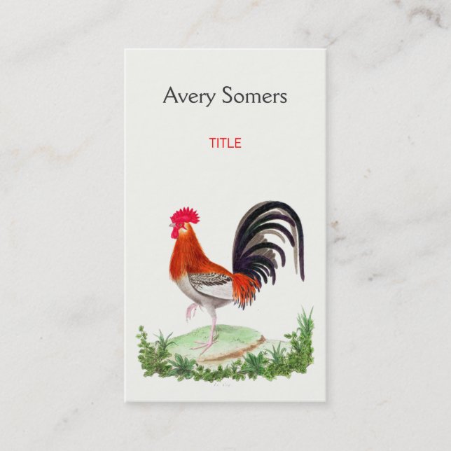 Vintage Rooster Illustration Business Card (Front)