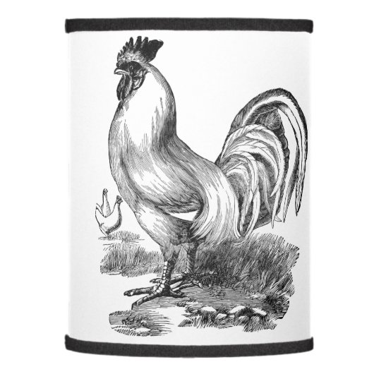 Vintage rooster illustration lamp shade (Left)