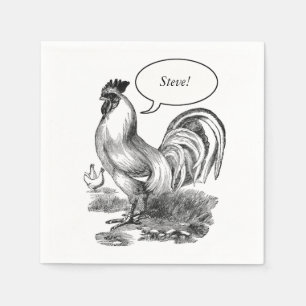 Vintage rooster illustration napkins