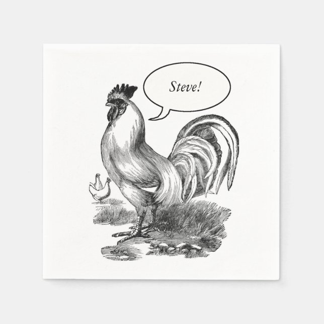 Vintage rooster illustration napkins (Front)