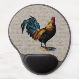 Vintage Rooster on Antique Parchment - Roosters Gel Mouse Pad