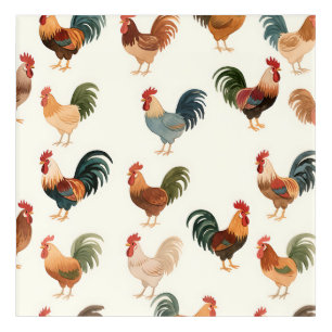Vintage Rooster Pattern Farmhouse Style Acrylic Print