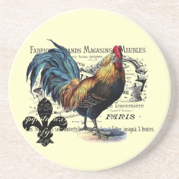 Vintage Rooster Sandstone Coaster by knottysailor at Zazzle