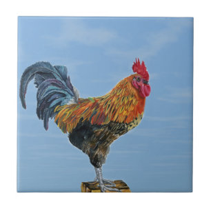 Vintage Rooster Sky Customize animal Chicken Tile