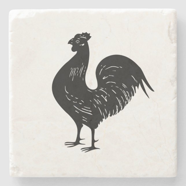 Vintage Rooster Stone Coaster (Front)