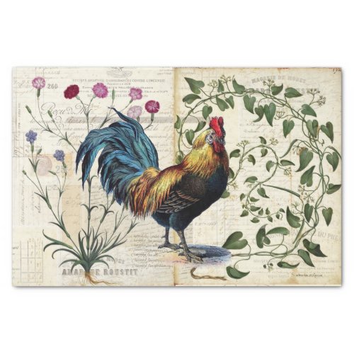 Vintage Rooster Vine French Tissue Paper