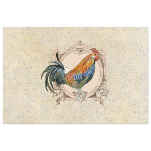 Vintage Rooster Watercolor Kitchen Decor Decoupage Tissue Paper