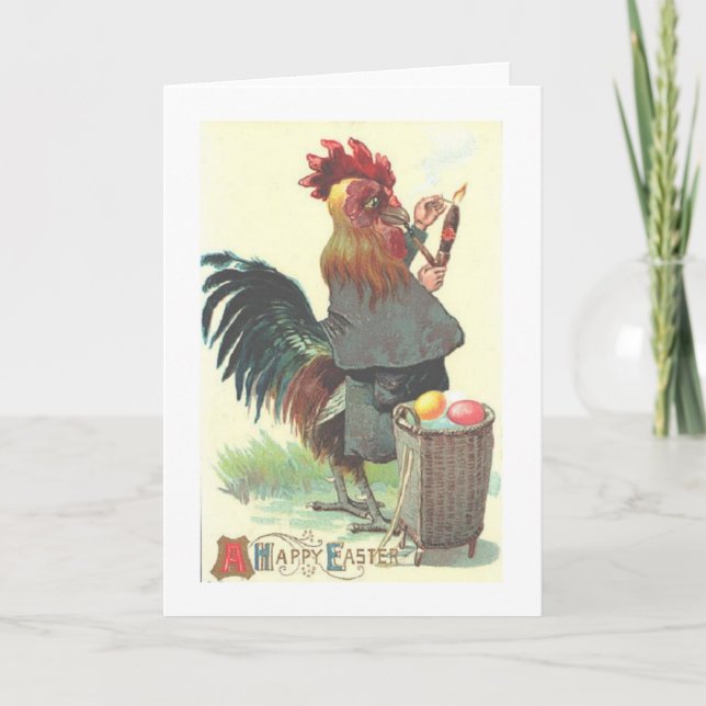 Vintage Rooster with Cigar Easter Card (Front)