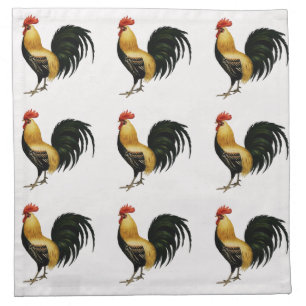 Vintage Rooster with Pretty Tailfeathers Cloth Napkin