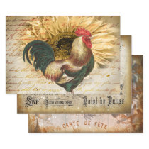 Vintage Rooster Wrapping Paper Sheets
