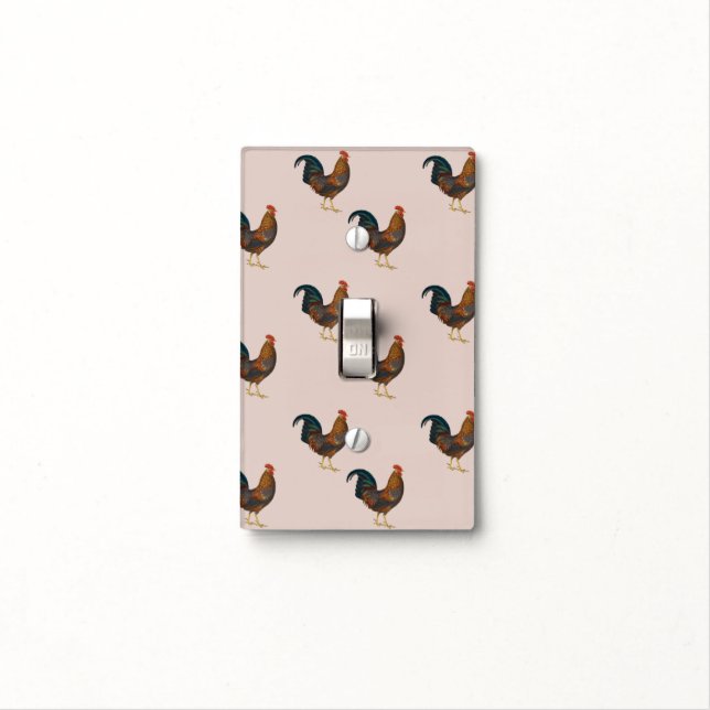Vintage Roosters Light Switch Cover (In Situ)