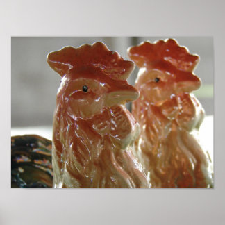 Vintage Roosters Poster