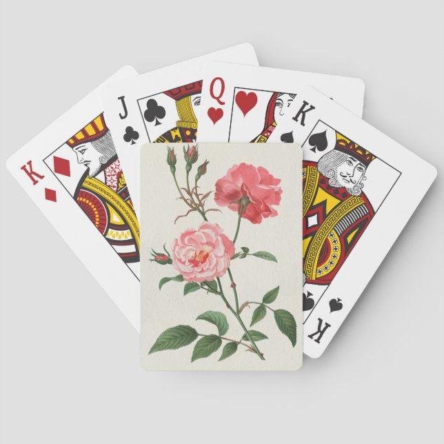 Vintage Rosa Flowers Poker Cards (Back)