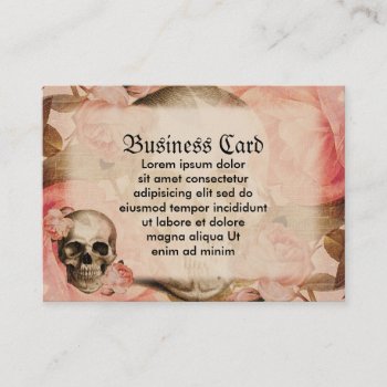 Vintage Rosa Skull Collage Business Card by opheliasart at Zazzle