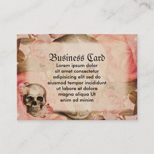 Vintage Rosa Skull Collage Business Card